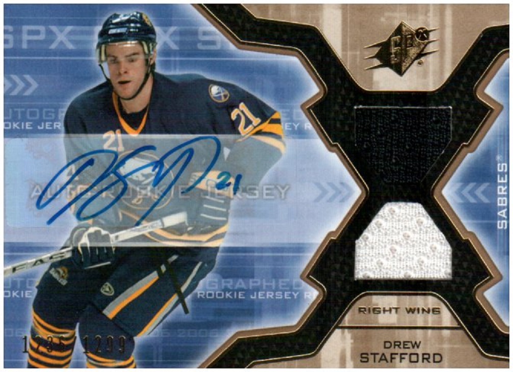 (image for) 2006-07 SPx #144 Drew Stafford Jersey AUTO RC 1236/1299
