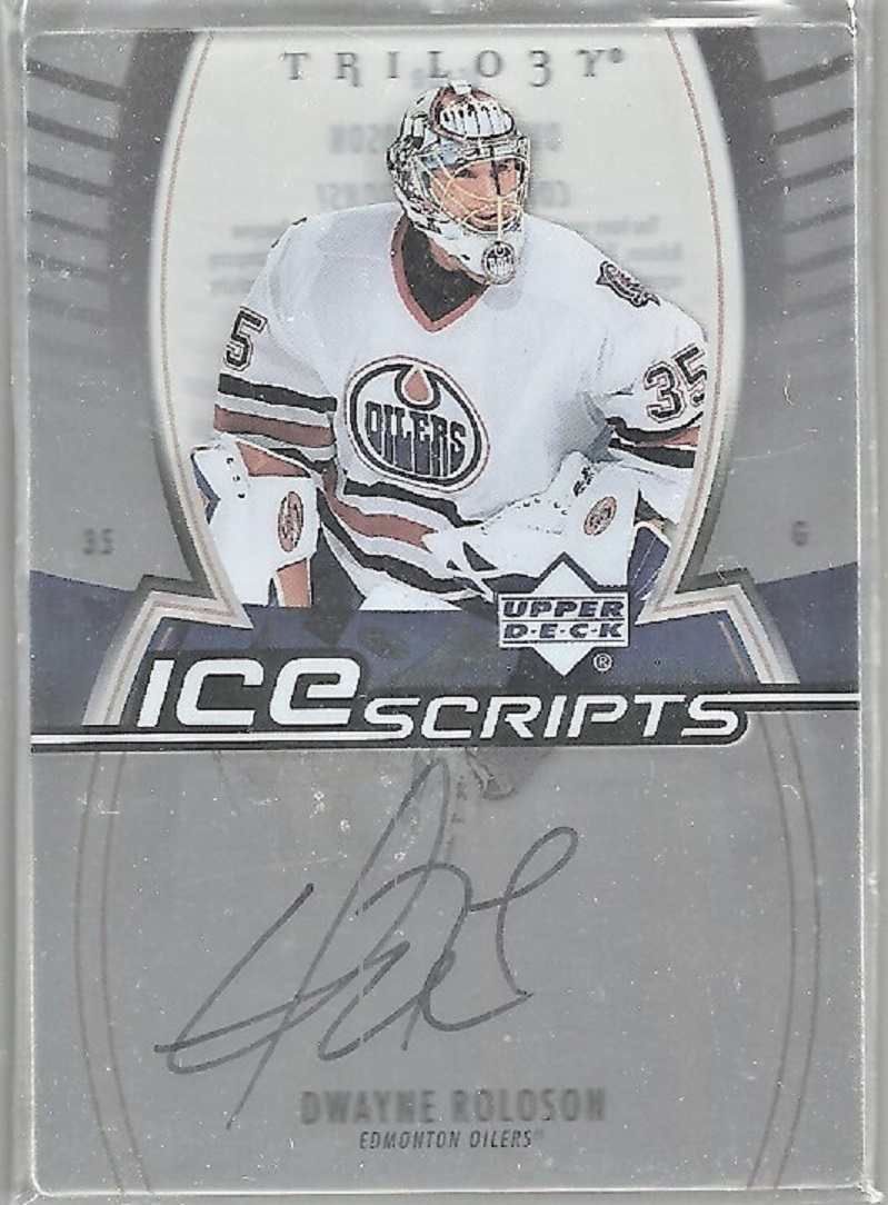 2006-07 Upper Deck Trilogy Ice Scripts #ISDR Dwayne Roloson AUTO (image for) 2006-07 Upper Deck Trilogy Ice Scripts #ISDR Dwayne Roloson AUTO
