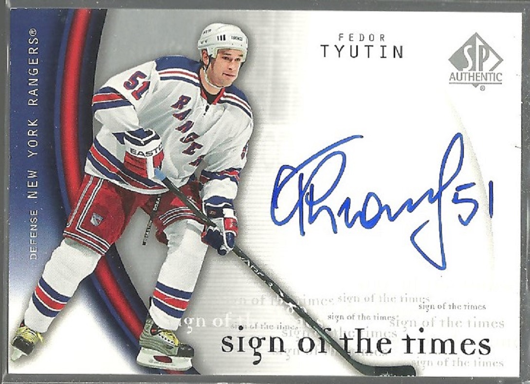 2005-06 SP Authentic Sign of the Times #FT Fedor Tyutin (image for) 2005-06 SP Authentic Sign of the Times #FT Fedor Tyutin