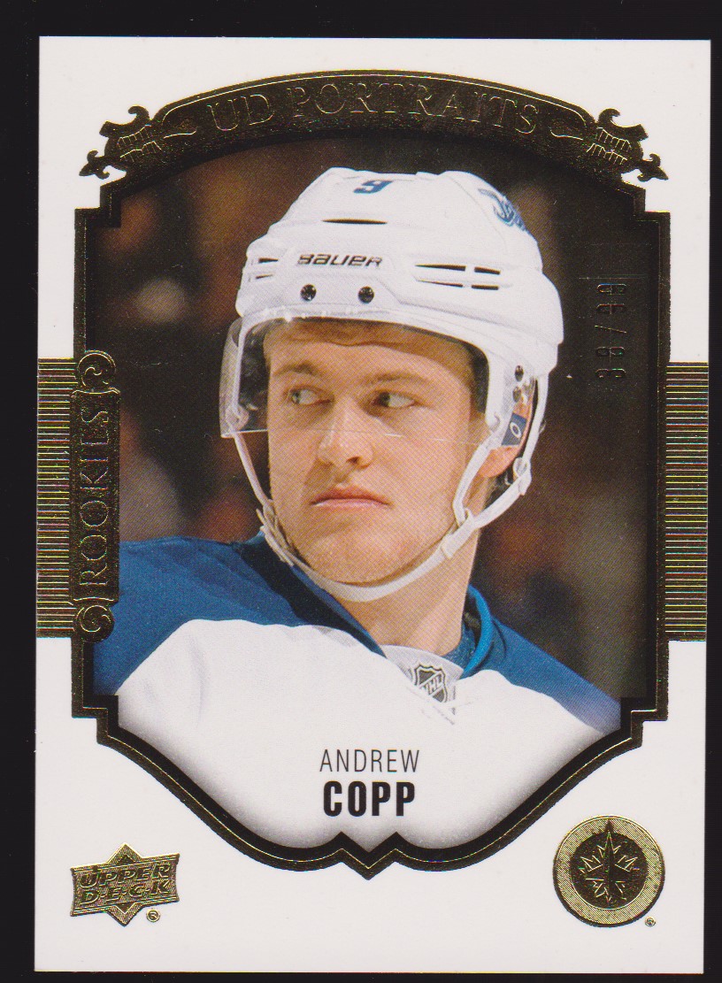 2015-16 Upper Deck UD Portraits Gold #P94 Andrew Copp 38/99 (image for) 2015-16 Upper Deck UD Portraits Gold #P94 Andrew Copp 38/99