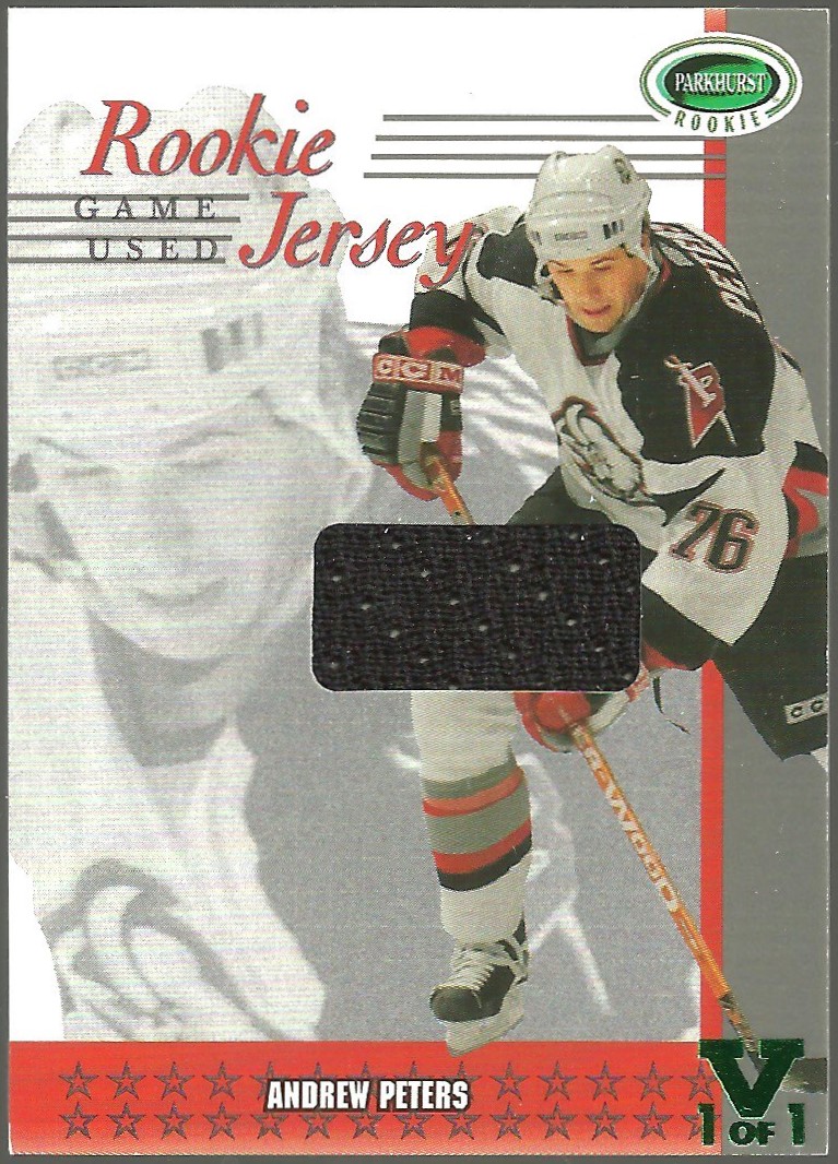 2003-04 Parkhurst Rookie Rookie Jerseys #RJ42 Andrew Peters (image for) 2003-04 Parkhurst Rookie Rookie Jerseys #RJ42 Andrew Peters