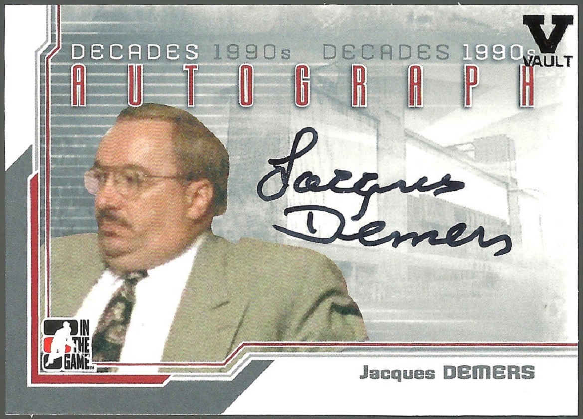 2013-14 ITG Decades 1990s Autographs #AJDE Jacques Demers (image for) 2013-14 ITG Decades 1990s Autographs #AJDE Jacques Demers