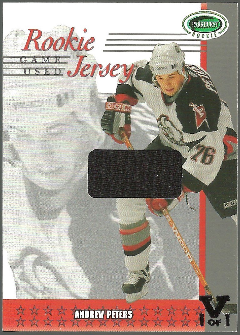 2003-04 Parkhurst Rookie Rookie Jerseys #RJ42 Andrew Peters (image for) 2003-04 Parkhurst Rookie Rookie Jerseys #RJ42 Andrew Peters