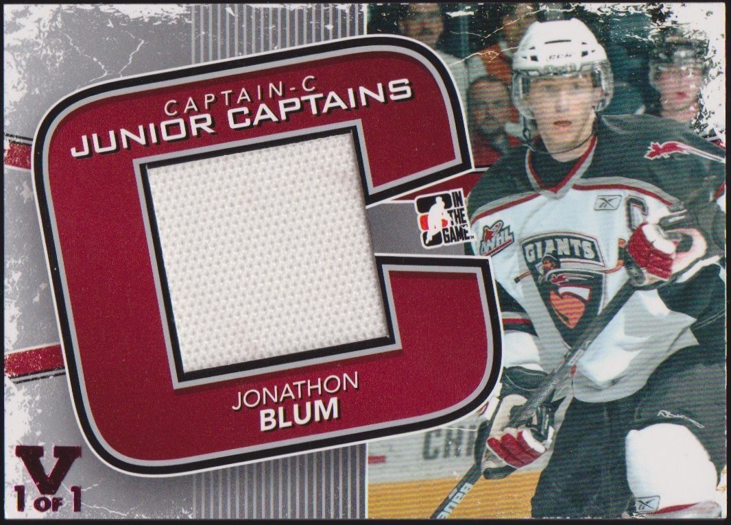 (image for) 2011-12 ITG Captain-C Junior Jerseys #JC03 Jonathon Blum