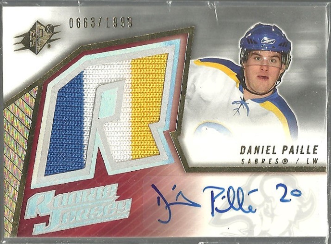 2005-06 SPx #223 Daniel Paille Jersey AUTO RC 663/1999 (image for) 2005-06 SPx #223 Daniel Paille Jersey AUTO RC 663/1999