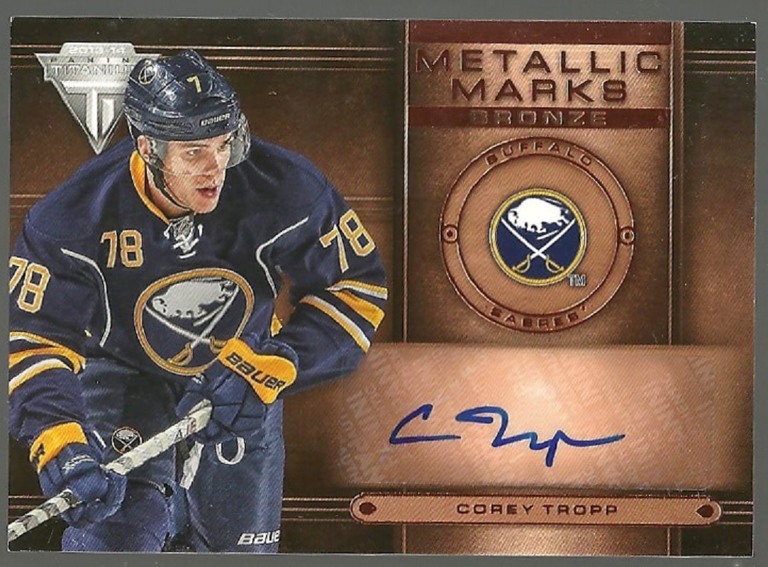 2013-14 Panini Titanium Metallic Marks #MM29 Corey Tropp AUTO (image for) 2013-14 Panini Titanium Metallic Marks #MM29 Corey Tropp AUTO
