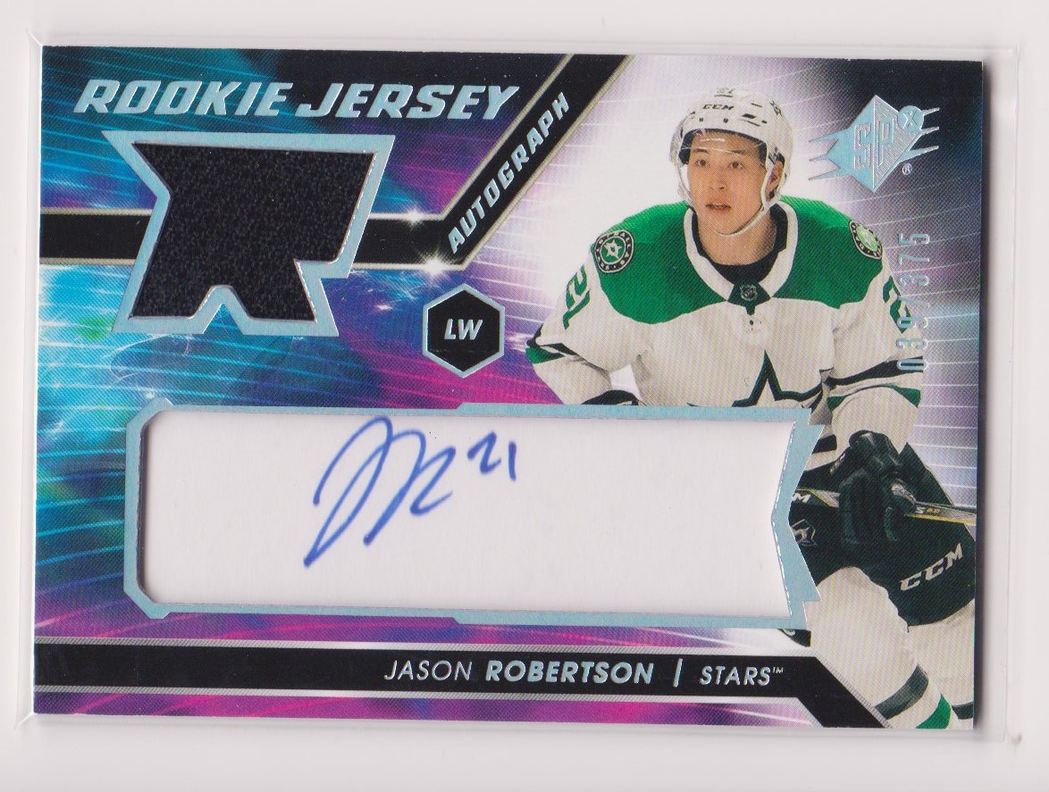 2020-21 SPx Rookie Jersey Autographs #JR Jason Robertson 39/375 (image for) 2020-21 SPx Rookie Jersey Autographs #JR Jason Robertson 39/375
