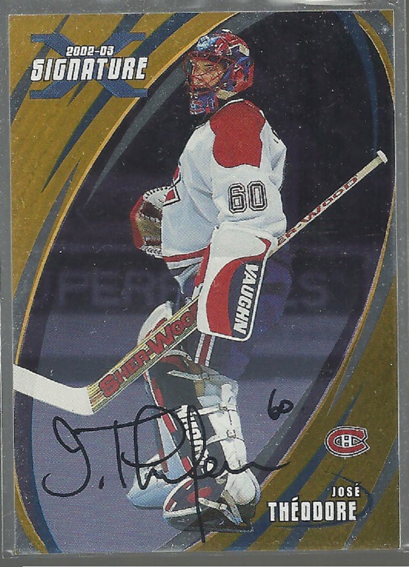 2002-03 BAP Signature Series Autographs Gold #65 Jose Theodore (image for) 2002-03 BAP Signature Series Autographs Gold #65 Jose Theodore