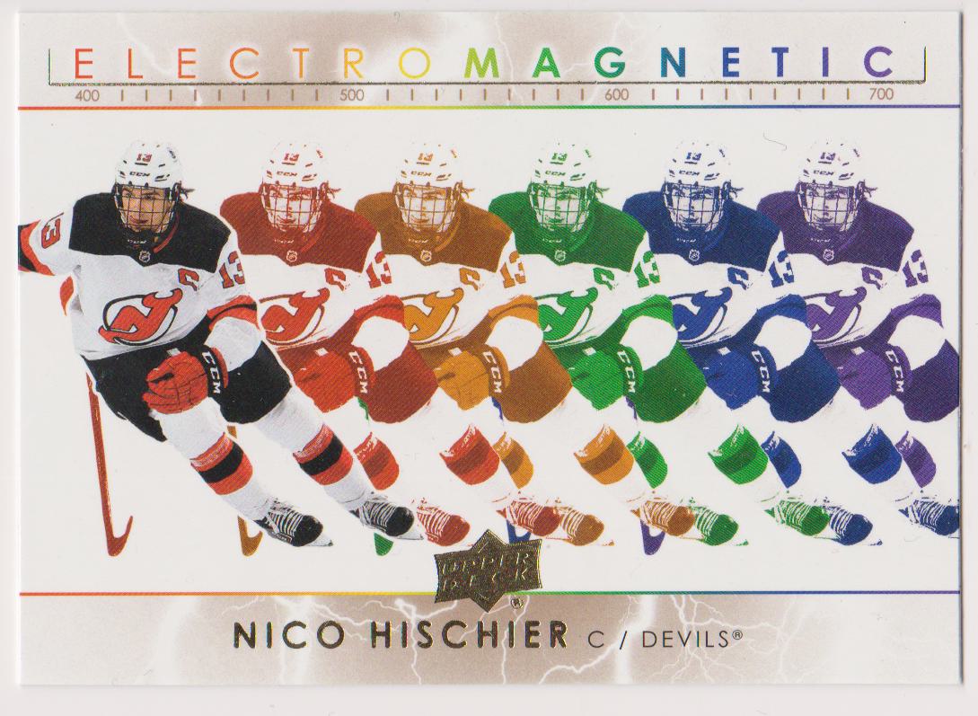 2021-22 Upper Deck Electromagnetic Gold #EM17 Nico Hischier (image for) 2021-22 Upper Deck Electromagnetic Gold #EM17 Nico Hischier