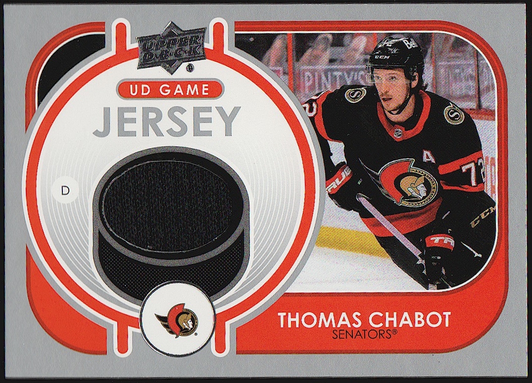 2021-22 Upper Deck Game Jerseys #GJTC Thomas Chabot (image for) 2021-22 Upper Deck Game Jerseys #GJTC Thomas Chabot