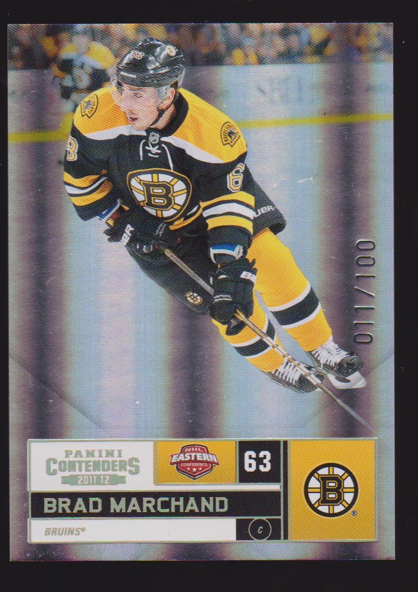 2011-12 Panini Contenders Gold #63 Brad Marchand 11/100 (image for) 2011-12 Panini Contenders Gold #63 Brad Marchand 11/100