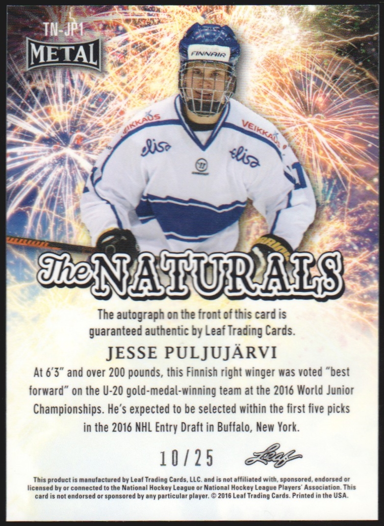 (image for) 2015-16 Leaf Metal The Naturals #TNJP1 Jesse Puljujarvi 10/25 - AUTO